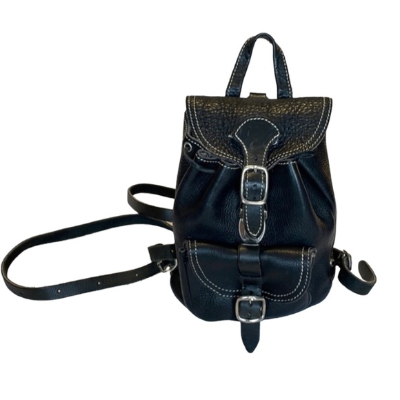 Roots Handbags - Vintage Roots Black Leather Backpack Purse
